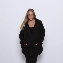 Jakke , 3/4, 100% Ren Ny Uld, sort