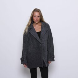 Jakke, 3/4, 100% Ren Ny Uld, gr