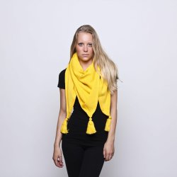 Trekantsjal m. kvaster, 100% merinould fra Micha. Gul