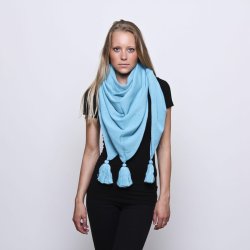 Trekantsjal m. kvaster, 100% merinould fra Micha. Turkis