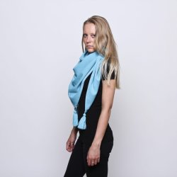 Trekantsjal m. kvaster, 100% merinould fra Micha. Turkis