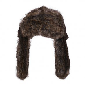 Pelshat, fakefur, brunmeleret