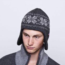 Hue m. stjerner, reklap, i 100% Ren Ny Uld