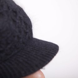 Damekasket med mohair, sort