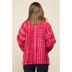 Jakke med knapper og lommer. Rdlige farver, 100% uld