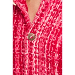 Jakke med knapper og lommer. Rdlige farver, 100% uld