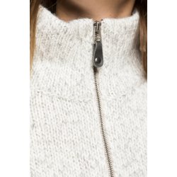 Varm strikket jakke med lynls og lommer. 100% uld.