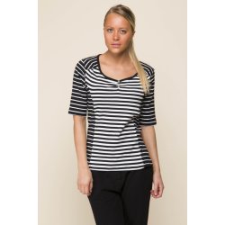 Sort hvid stribet T-shirt med sde hjerteknapper