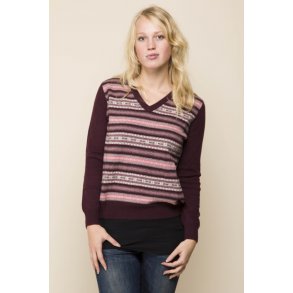 Bluse i 100% lammeuld. V-hals