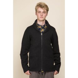 Fed gennemlynet marinebl cardigan med lommer