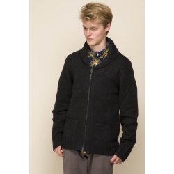 Fed gennemlynet marinebl cardigan med lommer
