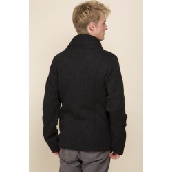 Fed gennemlynet marinebl cardigan med lommer