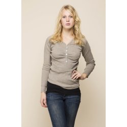 Lysegr meleret bomuldsbluse med stolpelukning. The Earth Collection