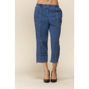 Jeans bl stumpebuks, med elastik i taljen