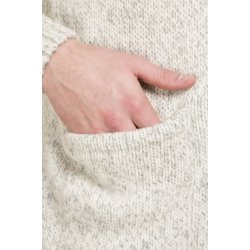 Fed lysegr meleret strik jakke cardigan med lynls og lommer. 100% Ren Ny Uld