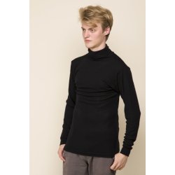 Det fede uldundertj fra  Nature, Sams. Langrmet sort trje med rullekrave i 100% bld merionuld