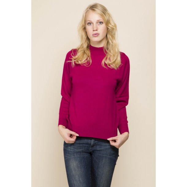 Kano Skjult Indirekte Varm bluse i rød med blød merinould - Bluse / strik / sweater / trøje -  Samsø Nature
