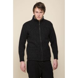 Fed koksgr meleret strik jakke/cardigan med lynls. 100% Ren Ny Uld. Tilbud