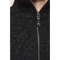 Fed koksgr meleret strik jakke/cardigan med lynls. 100% Ren Ny Uld. Tilbud