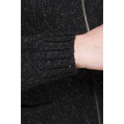 Fed koksgr meleret strik jakke/cardigan med lynls. 100% Ren Ny Uld. Tilbud