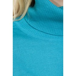 Varm rullekrave bluse i turkis med merinould