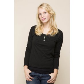 Sort bluse i bomuld / uld fra The Earth Collection