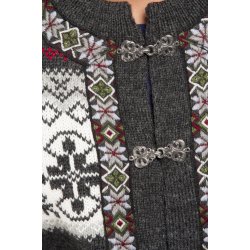 Cardigan med hgter, 100% Ren Ny Uld