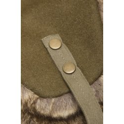 Hat og luffer i uld med fake kanin