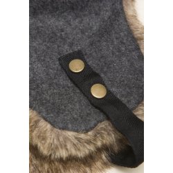 Hat og luffer i uld med fake kanin, gr