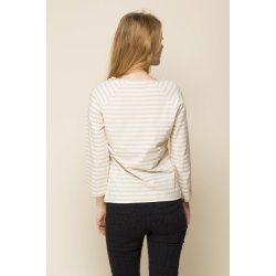 Hvid sand stribet langrmet t-shirt fra Micha. Tilbud