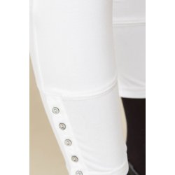 Hvide gamacher leggins fra Micha med sde knapper ved benet. Tilbud