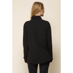 Uldundertrje med rullekrave, merinould, sort