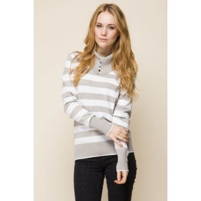 Gr / hvid stribet bluse med flot hals. Lkker bld kvalitet. Tilbud