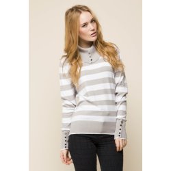 Gr / hvid stribet bluse med flot hals. Lkker bld kvalitet. Tilbud