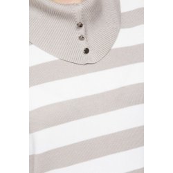 Gr / hvid stribet bluse med flot hals. Lkker bld kvalitet. Tilbud