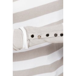 Gr / hvid stribet bluse med flot hals. Lkker bld kvalitet. Tilbud