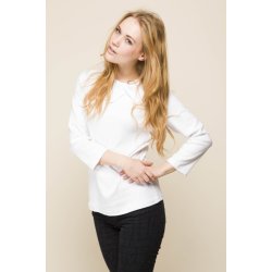 3/4 T-shirt fra Micha med flot detalje ved hals. Klassisk hvid. Tilbud. 