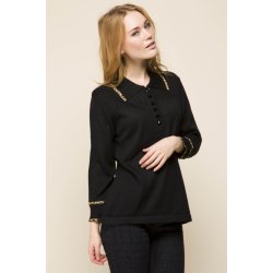 Sort uld strik med flot leopard fake bes�tning. Tilbud