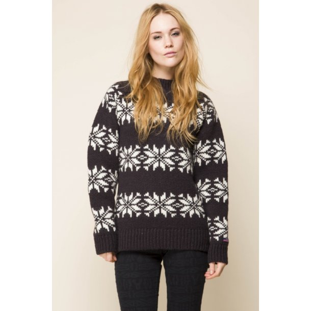 Fed sweater i islandsk mønster. 100% Ren Ny Uld. - / strik / sweater / - Nature