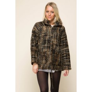 Jakke med knapper og lommer. Flot farvemix, 100% uld. Tilbud