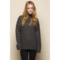 Fed Long Island uld trje i flot kabelstrik med rullekrave. Tilbud