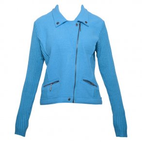 Jakke i kogt uld. Flot turkis farve. Tilbud