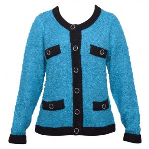  Jakke med mohair. Flot turkis. Micha. Tilbud