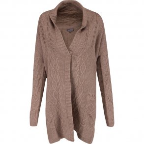 Lang cardigan med lammeuld. TILBUD 