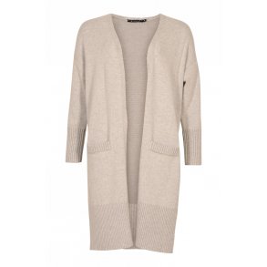 Lang strikket cardigan fra Micha m. uld, f�s i fire farver. TILBUD