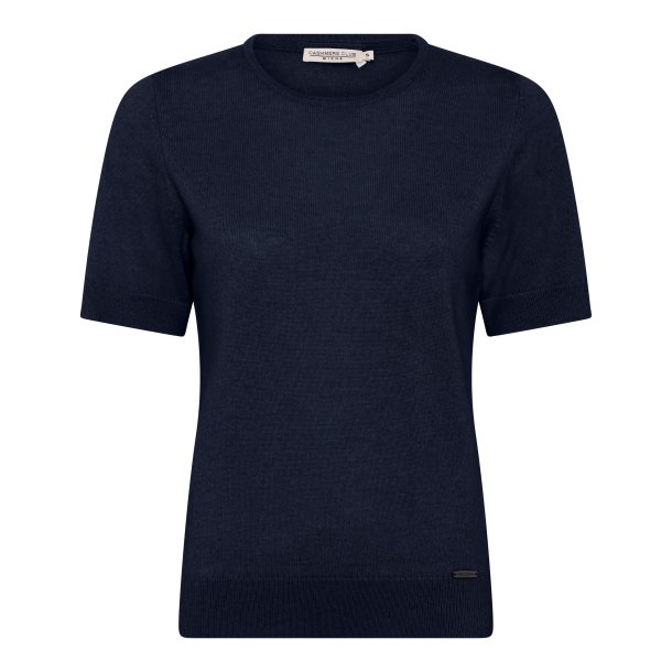 Bluse med korte rmer - cashmere og uld - fra MICHA. Navy -  TILBUD
