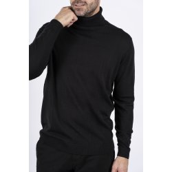 Bluse, rullekrave med merinould, CHARCOALv(sortmeleret), TILBUD