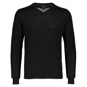 Merinould, Navy, V-hals TILBUD