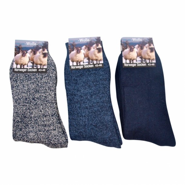 3-pack sokker med 80% uld. TILBUD 