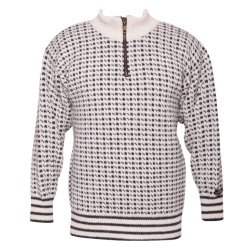 Strik sweater med kort lyn. 100% Ren Ny Uld. Tilbud